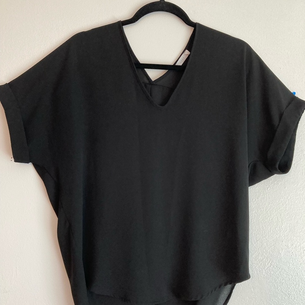 Lush Black Sheer Short Sleeve Top